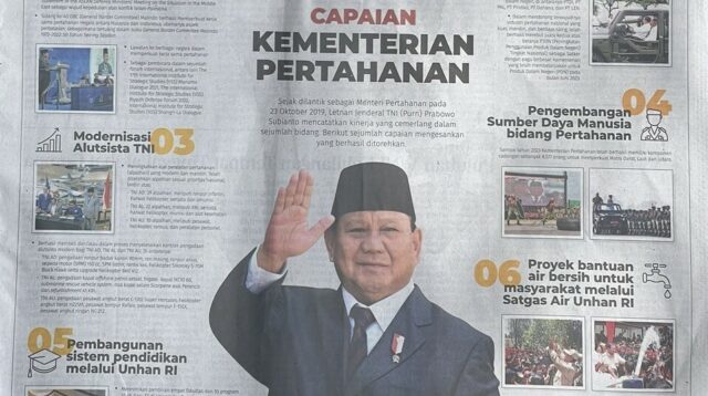 Harian Kompas Muat Iklan Promosikan Prabowo
